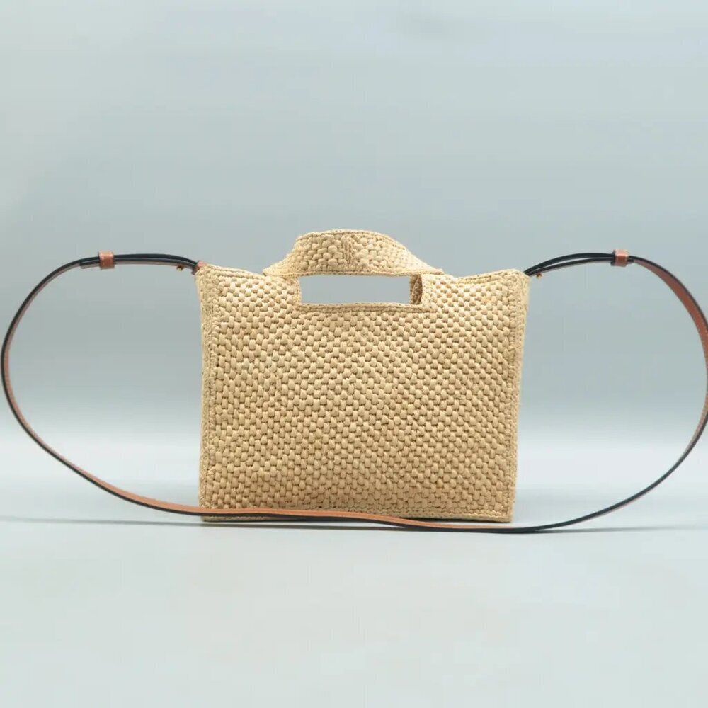 100% Authentic LOEWE Beige Straw Satchel 1318-082624 - Picture 2 of 12